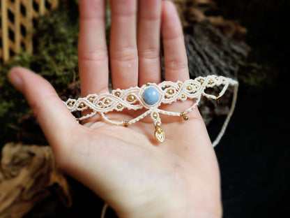 Elegant Blue Chalcedony Choker and Headpiece