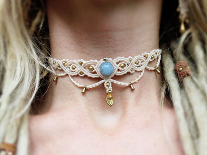 Elegant Blue Chalcedony Choker and Headpiece