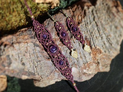 Amethyst Leaf Drop Earrings