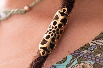 Golden Floral Dreadlock Bead