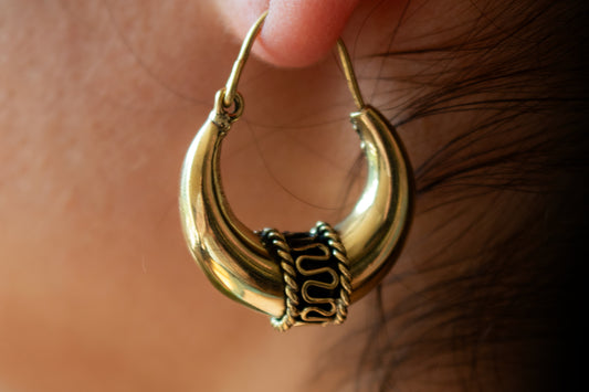 Tribal Crescent Hoop Earrings - Small