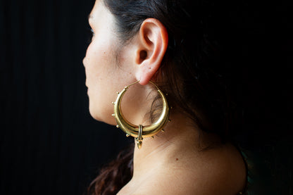 Tribal Hoop Earrings with Stud Accents - Large