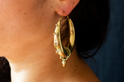 Tribal Hoop Earrings with Stud Accents - Large