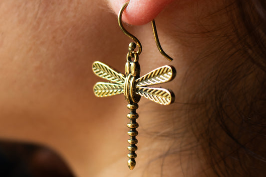 Gold Dragonfly Earrings