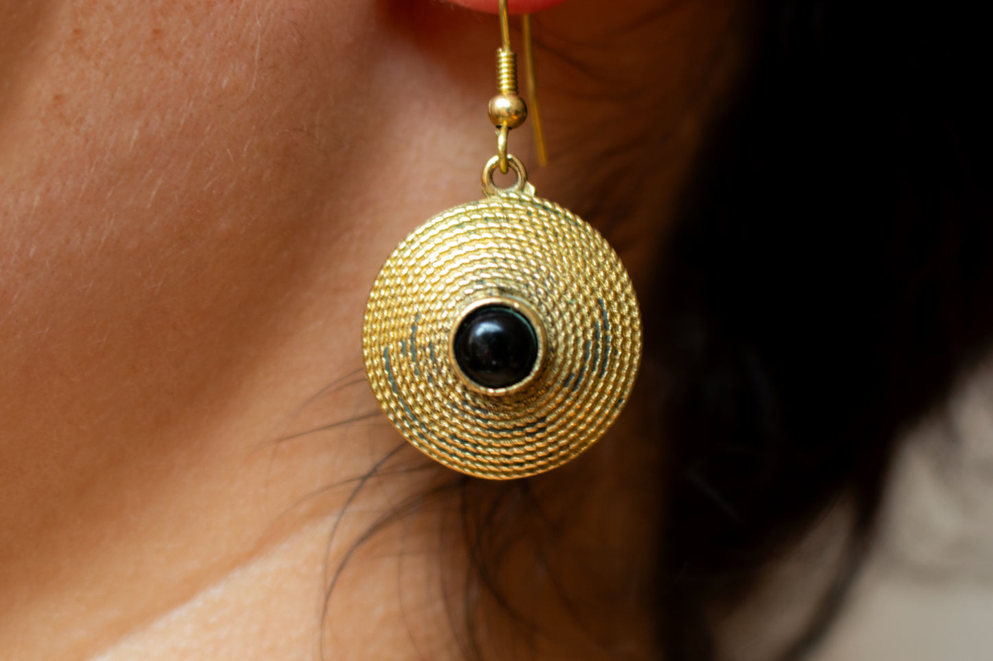 Tribal Disk Gemstone Earrings – Multiple Gemstone Variants Available