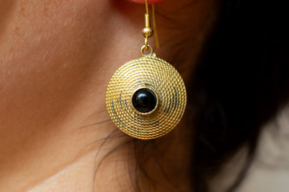 Tribal Disk Gemstone Earrings – Multiple Gemstone Variants Available