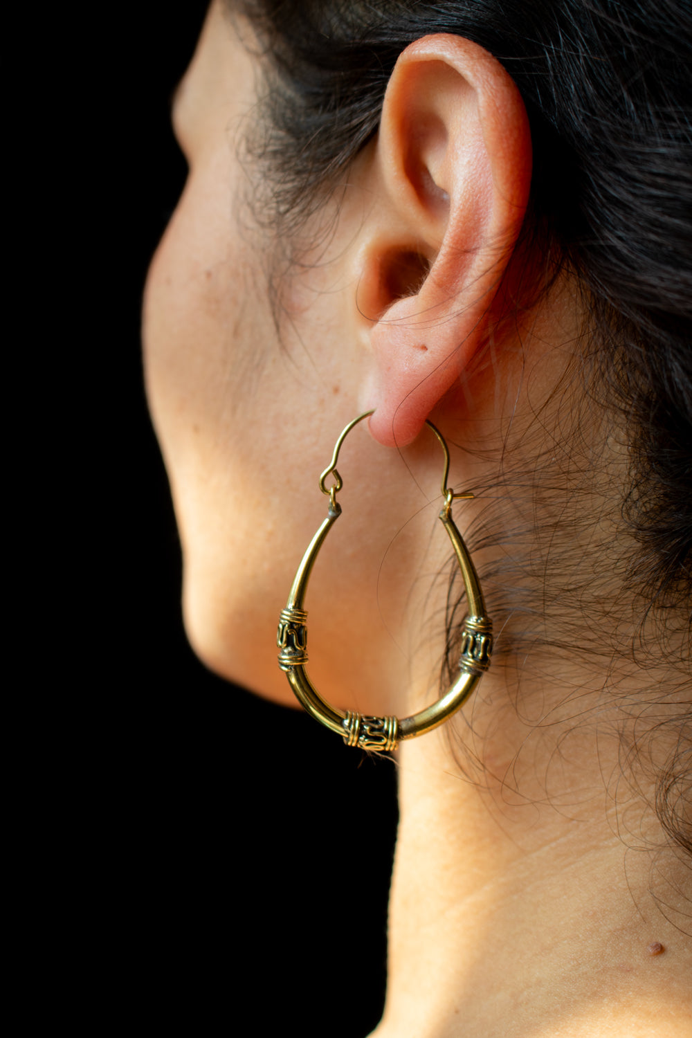 Brass Tribal Hoop Earrings