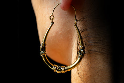 Brass Tribal Hoop Earrings