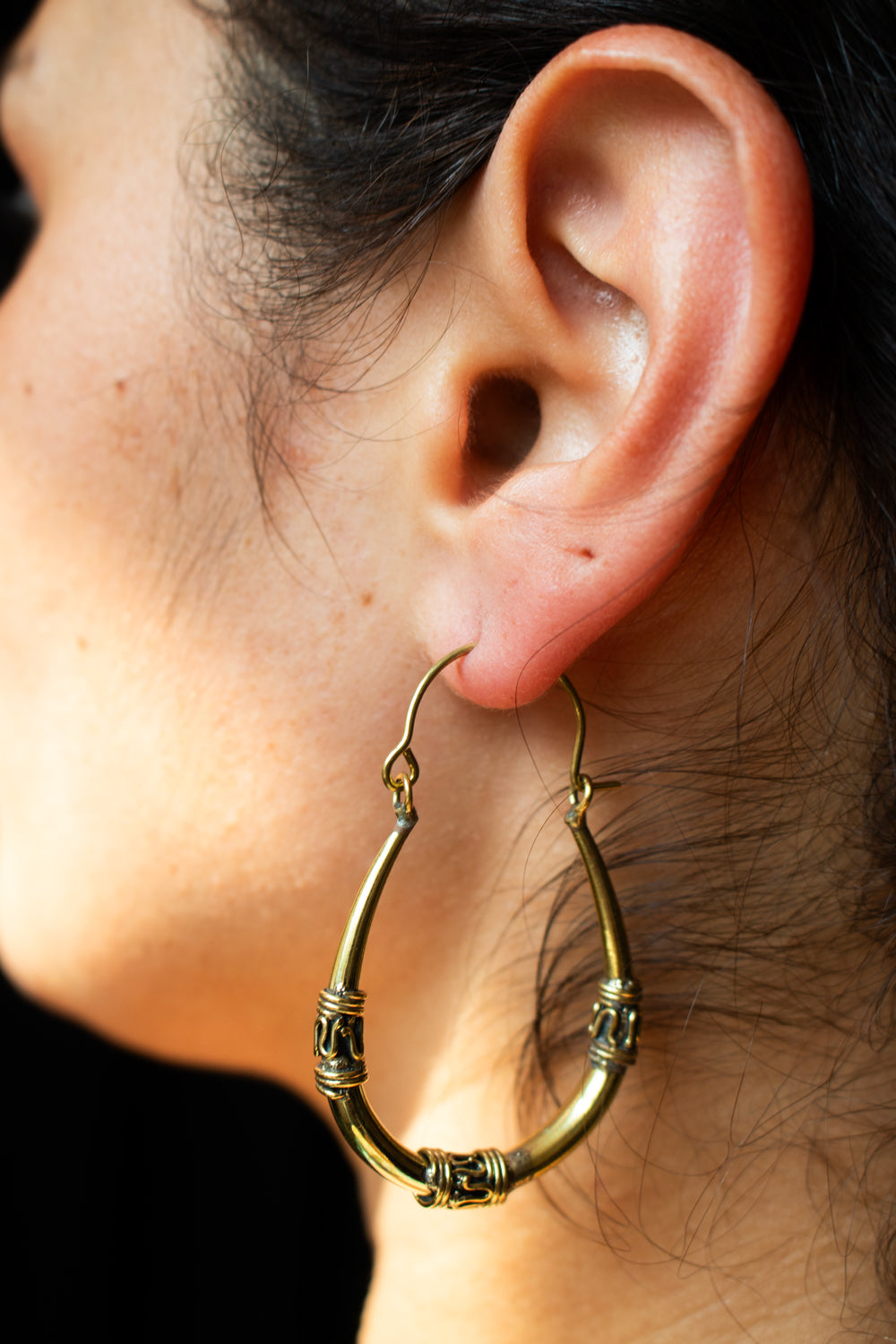 Brass Tribal Hoop Earrings