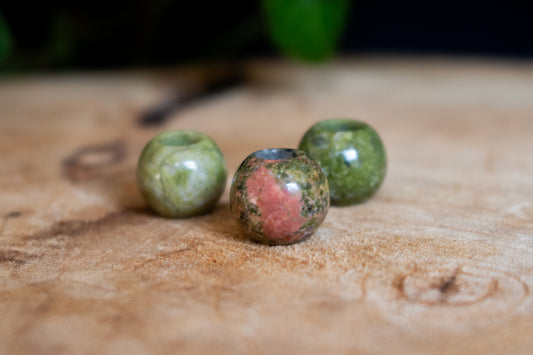 Unakite dreadlock beads - set of three