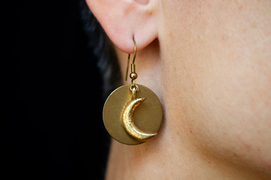 Golden Crescent Moon Earrings