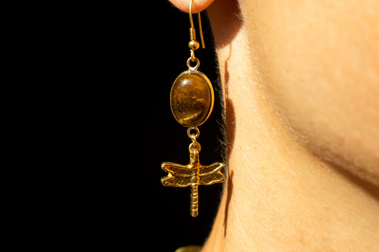 Dragonfly & Tiger’s Eye Earrings