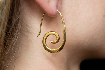 Brass Spiral Drop Earrings