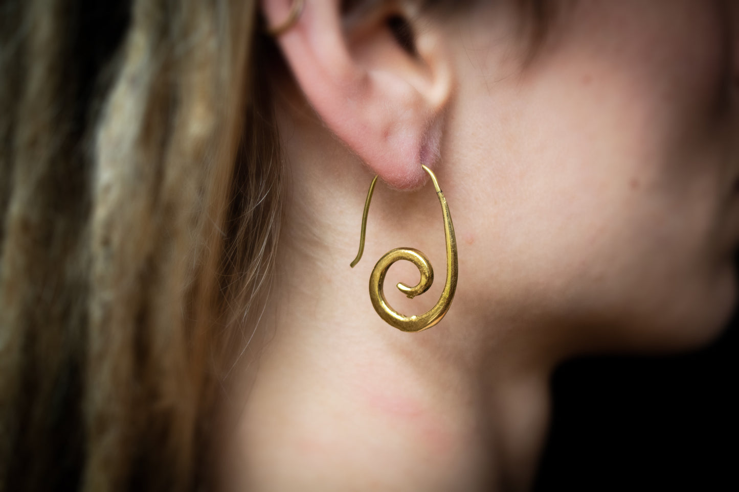 Brass Spiral Drop Earrings