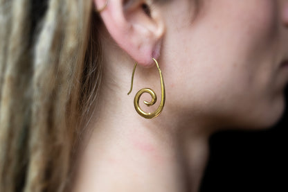 Brass Spiral Drop Earrings