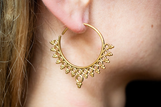 Fractal Brass Hoop Earrings