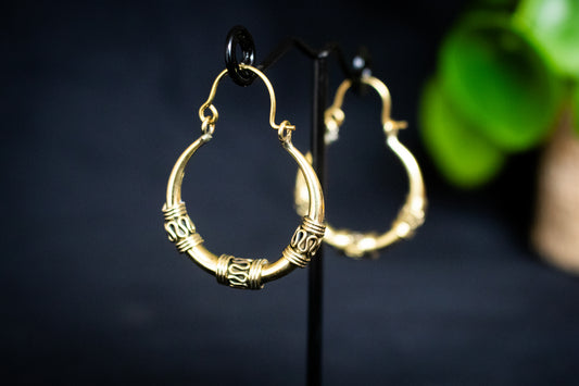 Gold Tribal Hoop Earrings