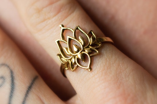 Gold Lotus Flower Ring