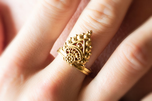 Golden Filigree Statement Ring