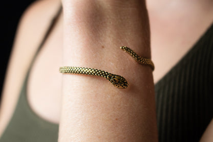 Brass Snake Cuff Bracelet