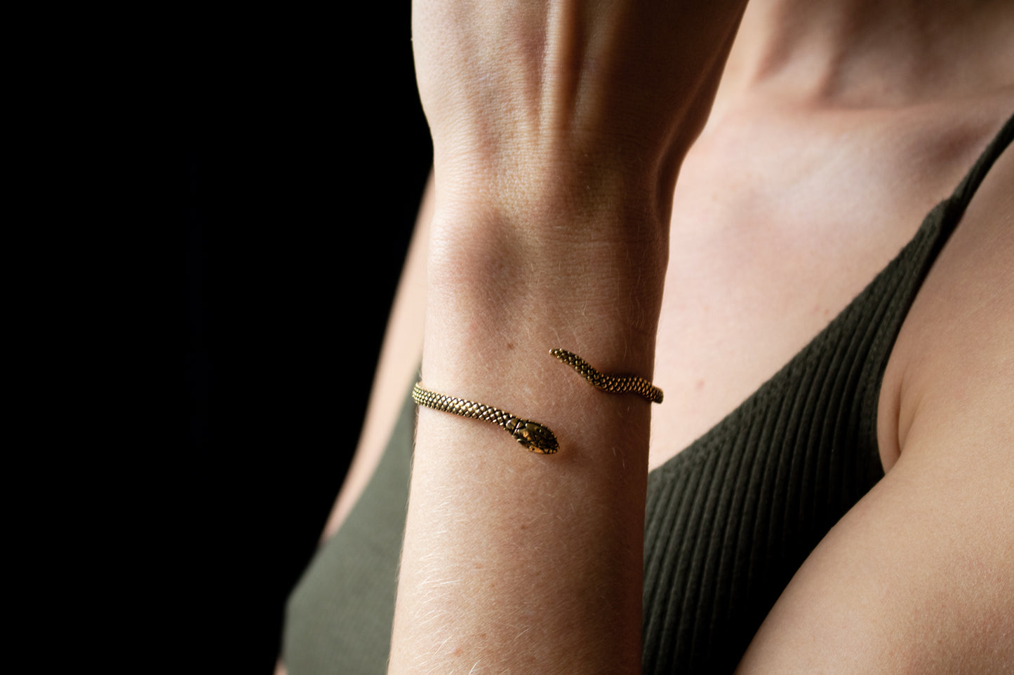 Brass Snake Cuff Bracelet