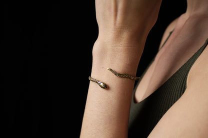 Brass Snake Cuff Bracelet