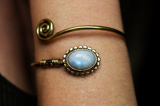 Gold Spiral Cuff Bracelet - Available in various gemstones