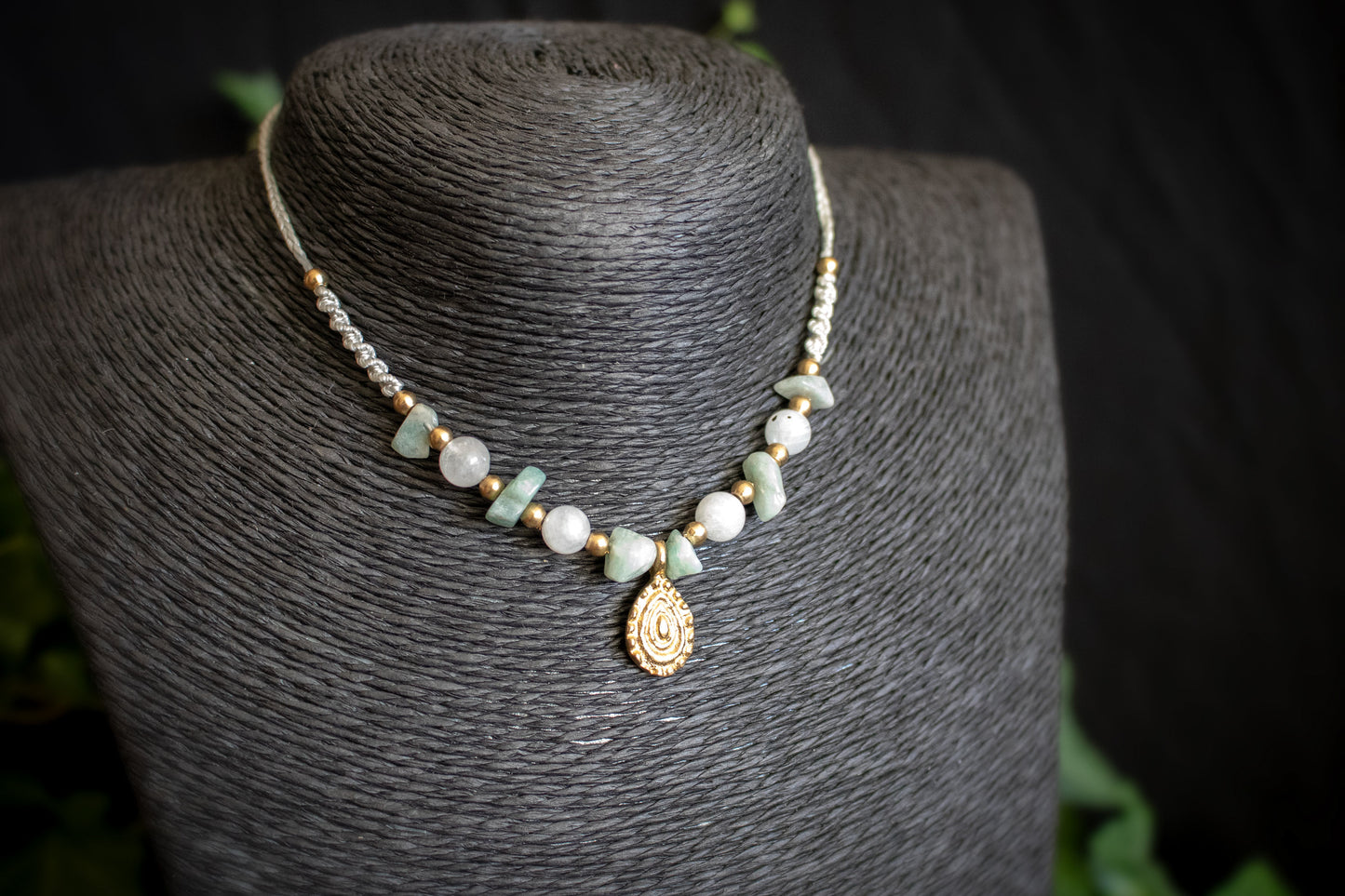 Amazonite & Moonstone Charm Necklace