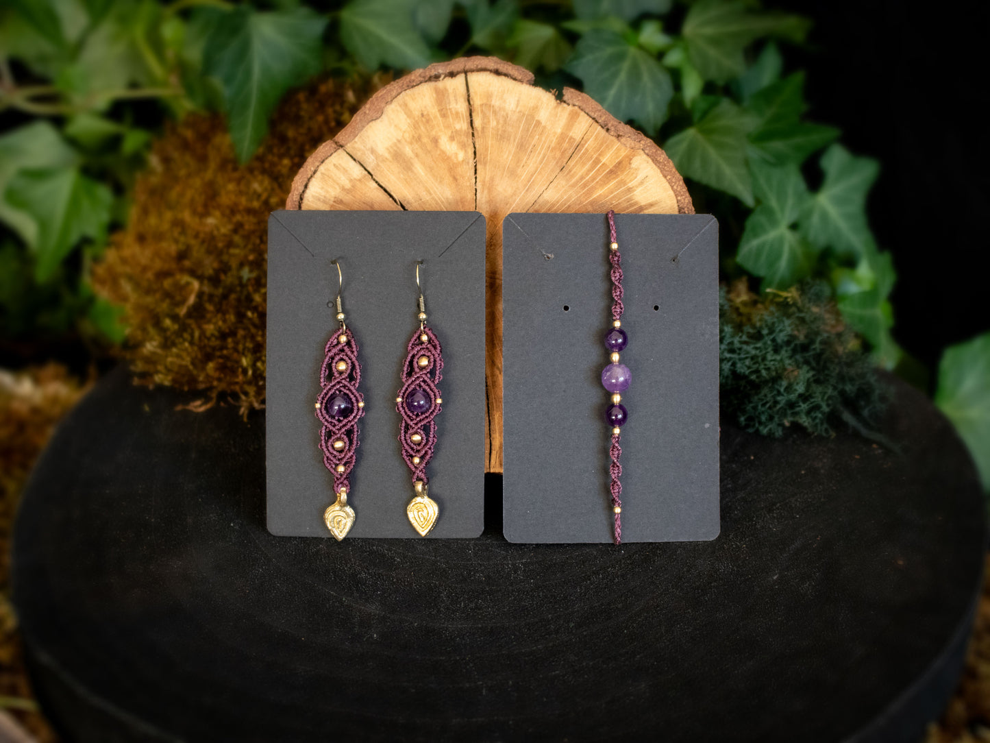 Amethyst Leaf Drop Earrings