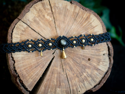 Black Obsidian drops choker & headband