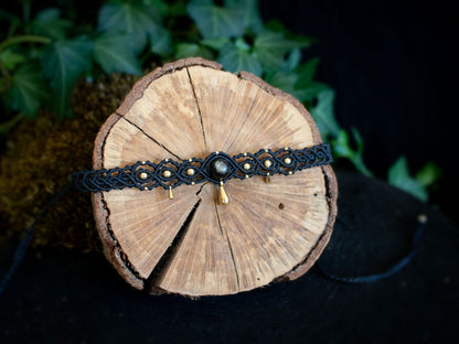 Black Obsidian drops choker & headband