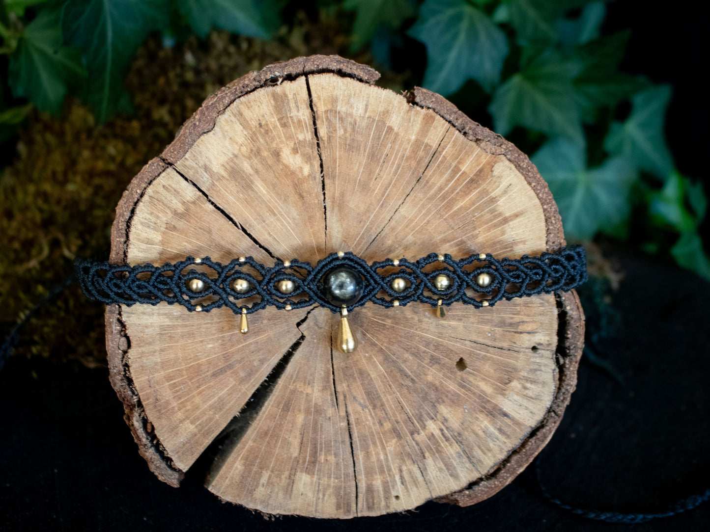 Black Obsidian drops choker & headband