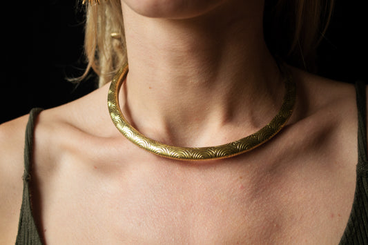 Textured Brass Collar Necklace