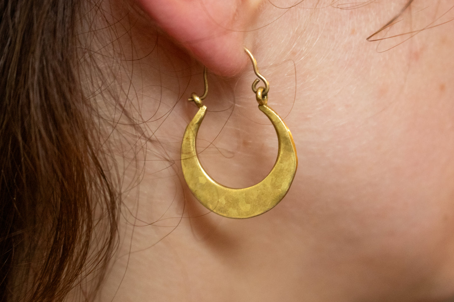 Carved Crescent Hoop Earrings