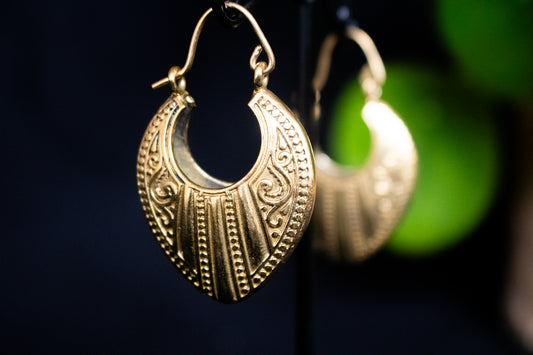 Gold Crescent Shield Earrings