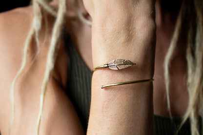 Brass Feather Cuff Bracelet